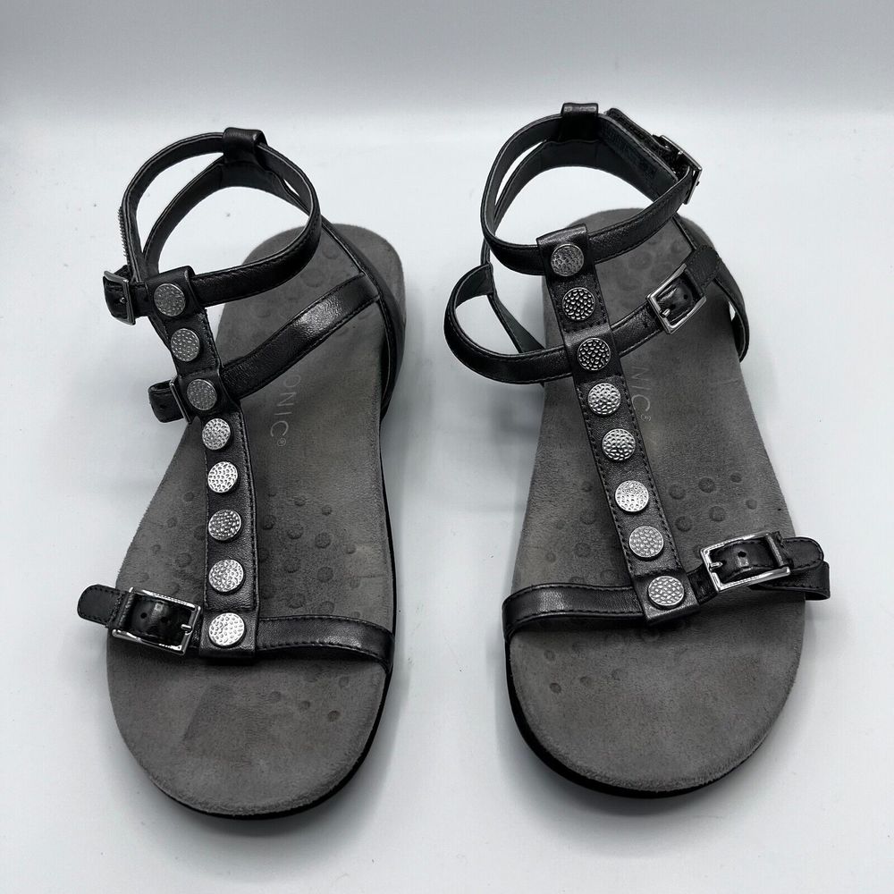 Vionic Sandal Womens 9 Hailey Comfort Walking Orthopedic Strappy Silver Casual